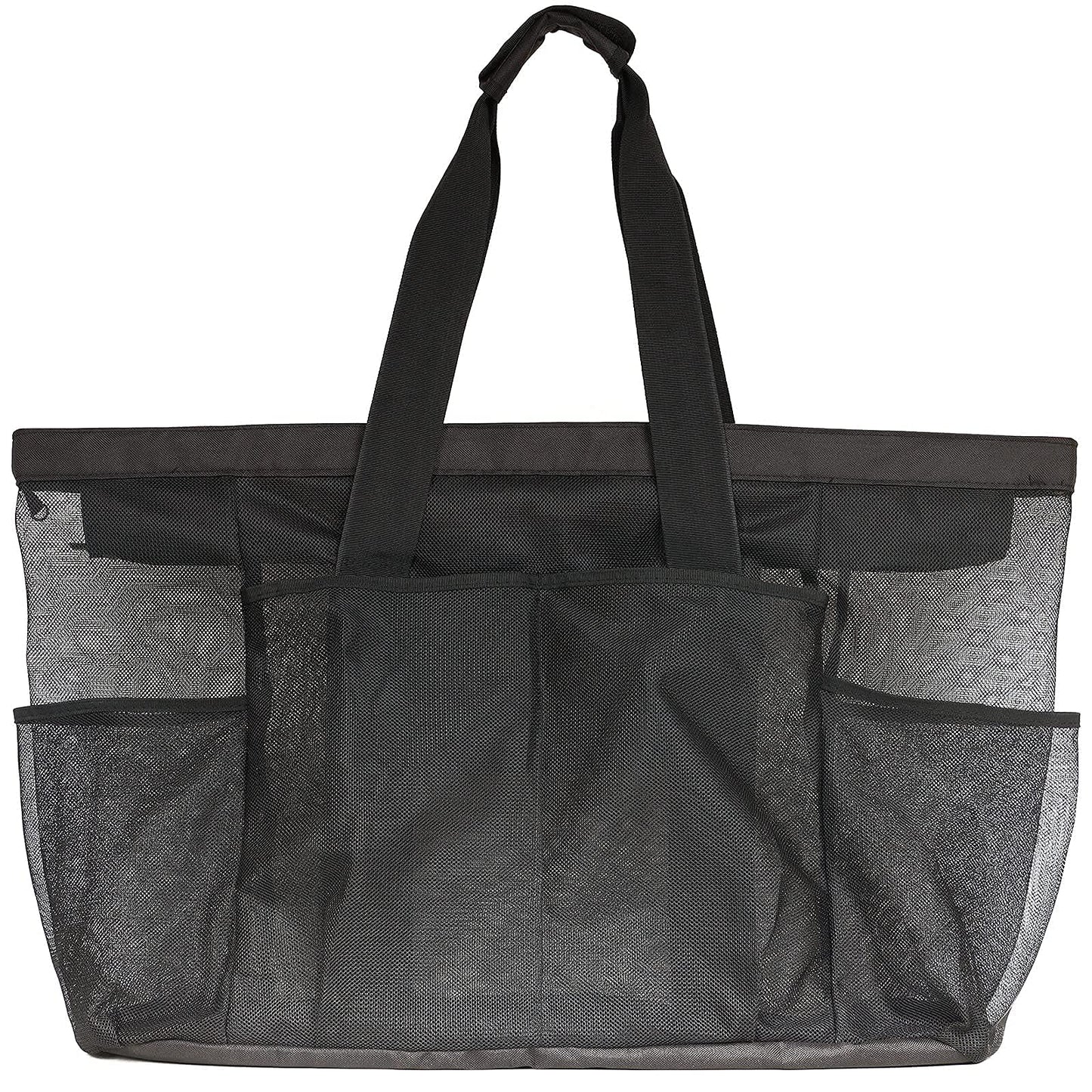 GOTDYA Extra Large Beach Bag, XL Mesh Tote with Zipper and Pockets Ideal for Your Family Lake/Cruise/Beach Vacation Essentials-Black
