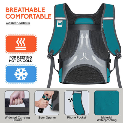 N NEVO RHINO Backpack Cooler, 36 Cans, Insulated, Waterproof, Leakproof, Large Capacity, Multiple Pockets, Green