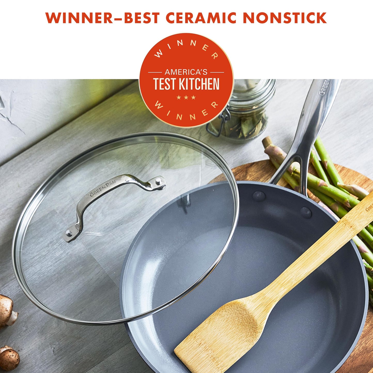 GreenPan Valencia Pro Hard Anodized Healthy Ceramic Nonstick 10" Frying Pan Skillet with Lid, PFAS-Free Cookware, Stainless Steel Handle, Induction Suitable, Dishwasher Safe, Oven Safe, Gray