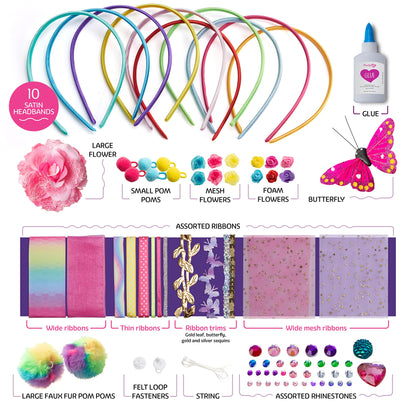 Pretty Me Headband Making Kit for Girls - Arts & Crafts Gift - Make Your Own Fashion Headbands for Kids - DIY Hair Accessories Set - Gift for Ages 5-12 Year Old Girl - Little Kids Art & Craft Gifts