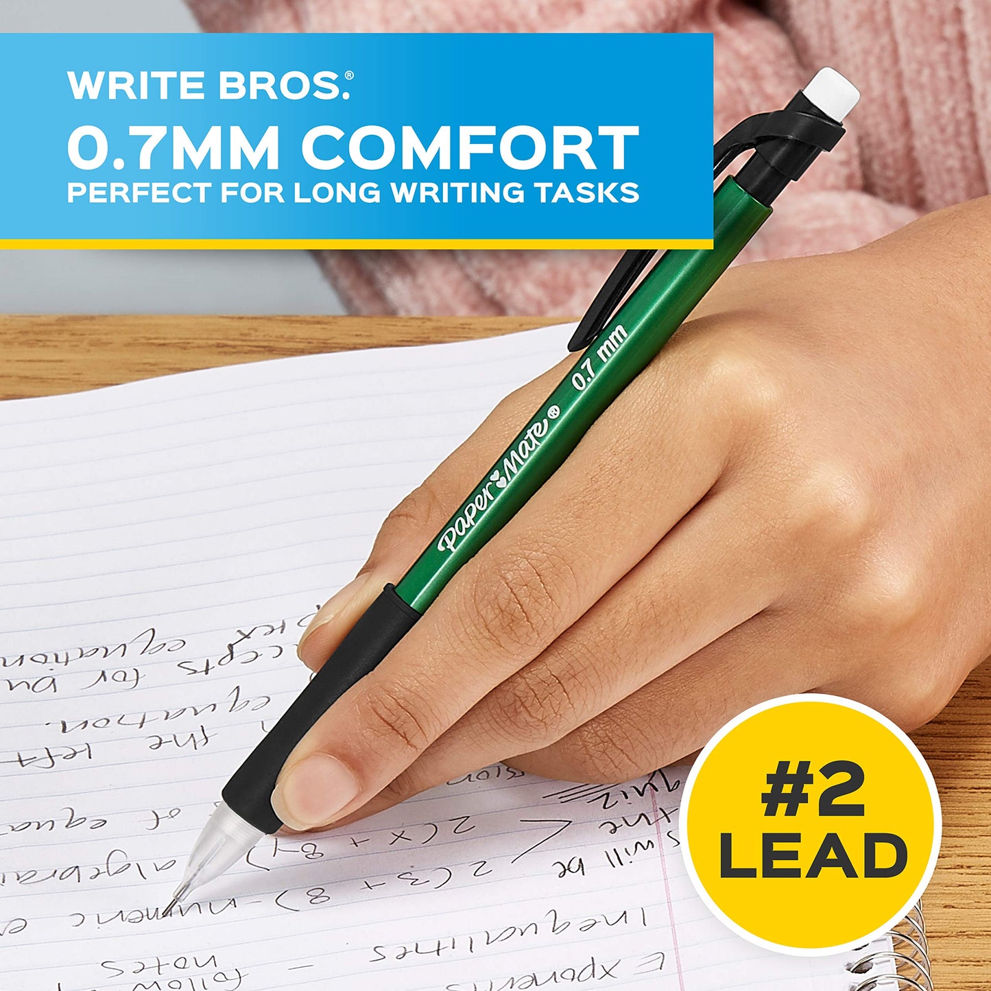Paper Mate Mechanical Pencils Write Bros. Comfort #2 Pencil with Comfort Grip Great for Long Writing Tasks 0.7mm 12 Count