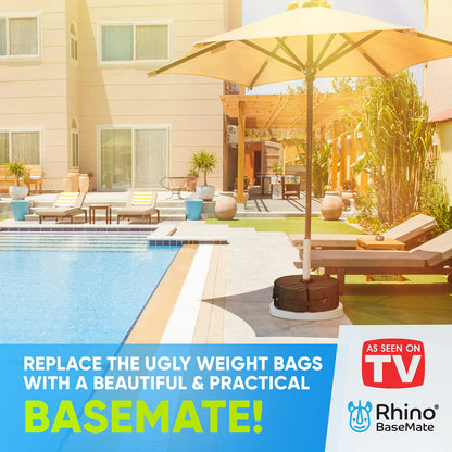 Rhino Round Umbrella Base Weight with Side Slot Opening, 18" ~ Fits Any Offset, Cantilever & Any Outdoor Patio Umbrella Stand ~ Easy Set up (Black)