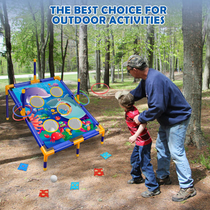 3-in-1 Bean Bag Toss Game Toy,Outdoor Toss Game with Stand for Ring Toss,Bean Bags & Balls, Family Party Supplies for Kids,Birthday for Boys,Toddlers Ages 3 4 5 6 Years Old