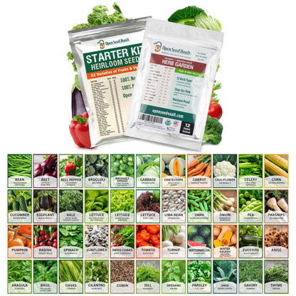 Open Seed Vault Variety Pack Bundle (44 Varieties) Herb Garden Seeds - Gardening Seed Starter Kit, Survival Gear Food, Gardening Gifts, Emergency Supplies - Premium, High Yield Produce