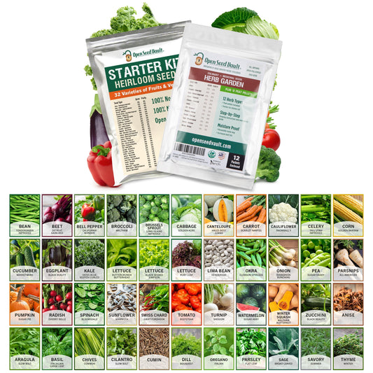 Open Seed Vault Variety Pack Bundle (44 Varieties) Herb Garden Seeds - Gardening Seed Starter Kit, Survival Gear Food, Gardening Gifts, Emergency Supplies - Premium, High Yield Produce