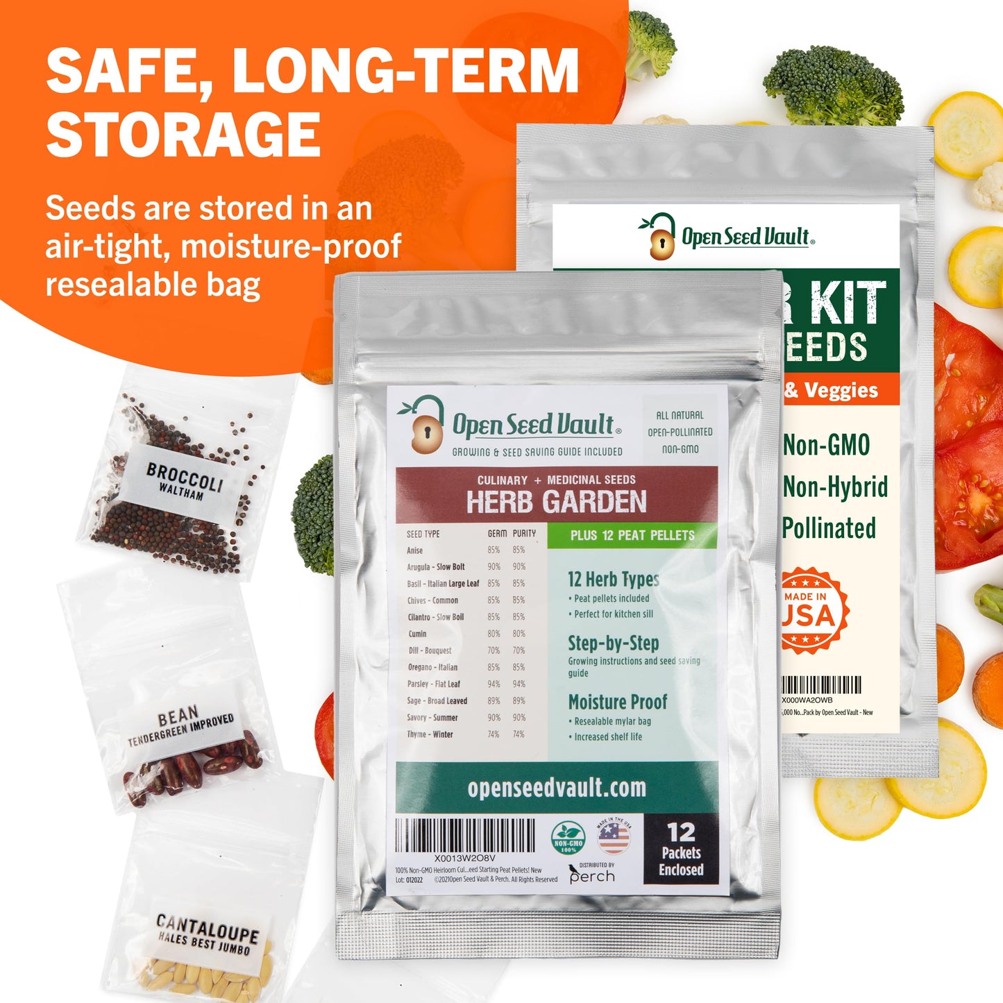 Open Seed Vault Variety Pack Bundle (44 Varieties) Herb Garden Seeds - Gardening Seed Starter Kit, Survival Gear Food, Gardening Gifts, Emergency Supplies - Premium, High Yield Produce