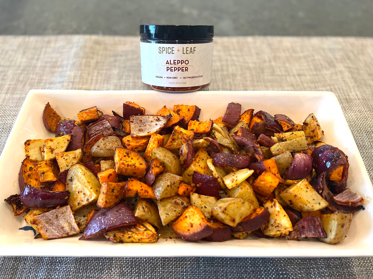 Premium Aleppo Pepper by SPICE + LEAF - Vegan Kosher Preservative Free Red Middle Eastern Mild Pepper Flakes, 3.5 oz