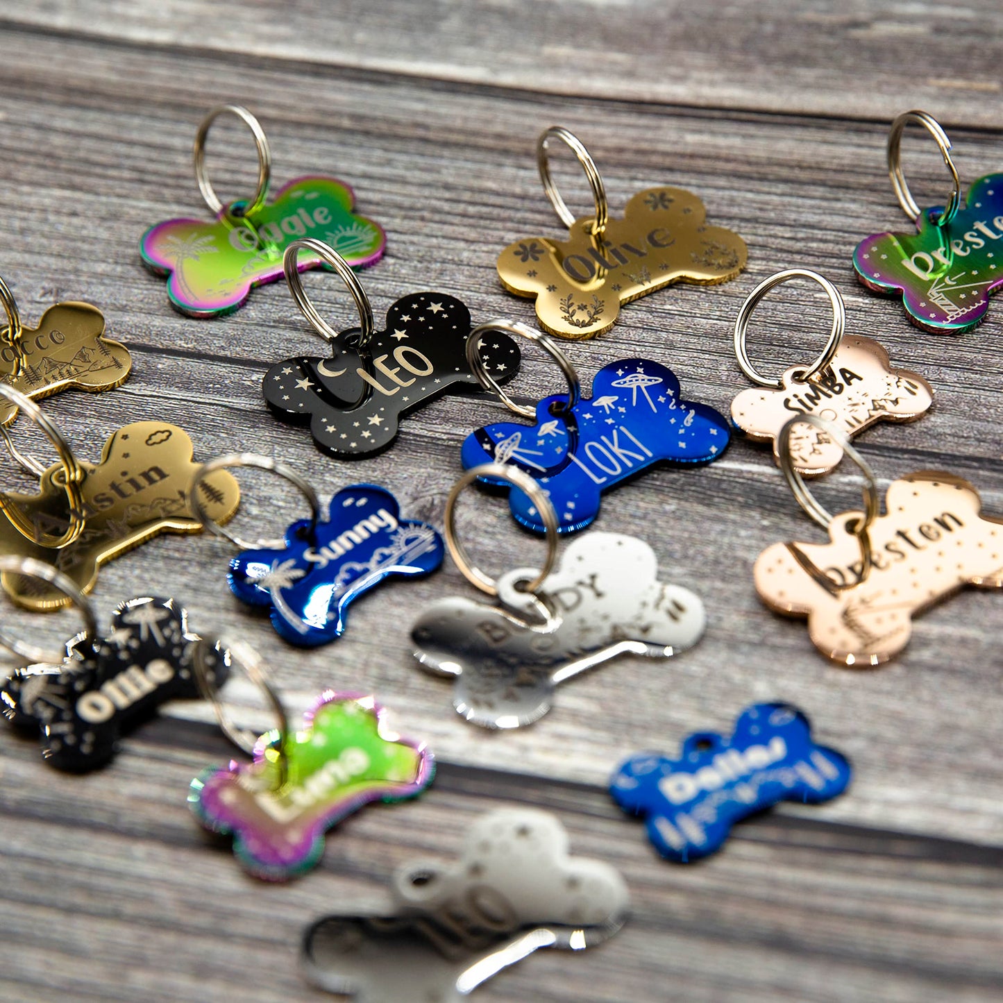 Personalized Dog Tag with 5 Lines of Custom Deep Engraved Durable Stainless Steel Pet ID Name Tag Designer Regular Size Bone