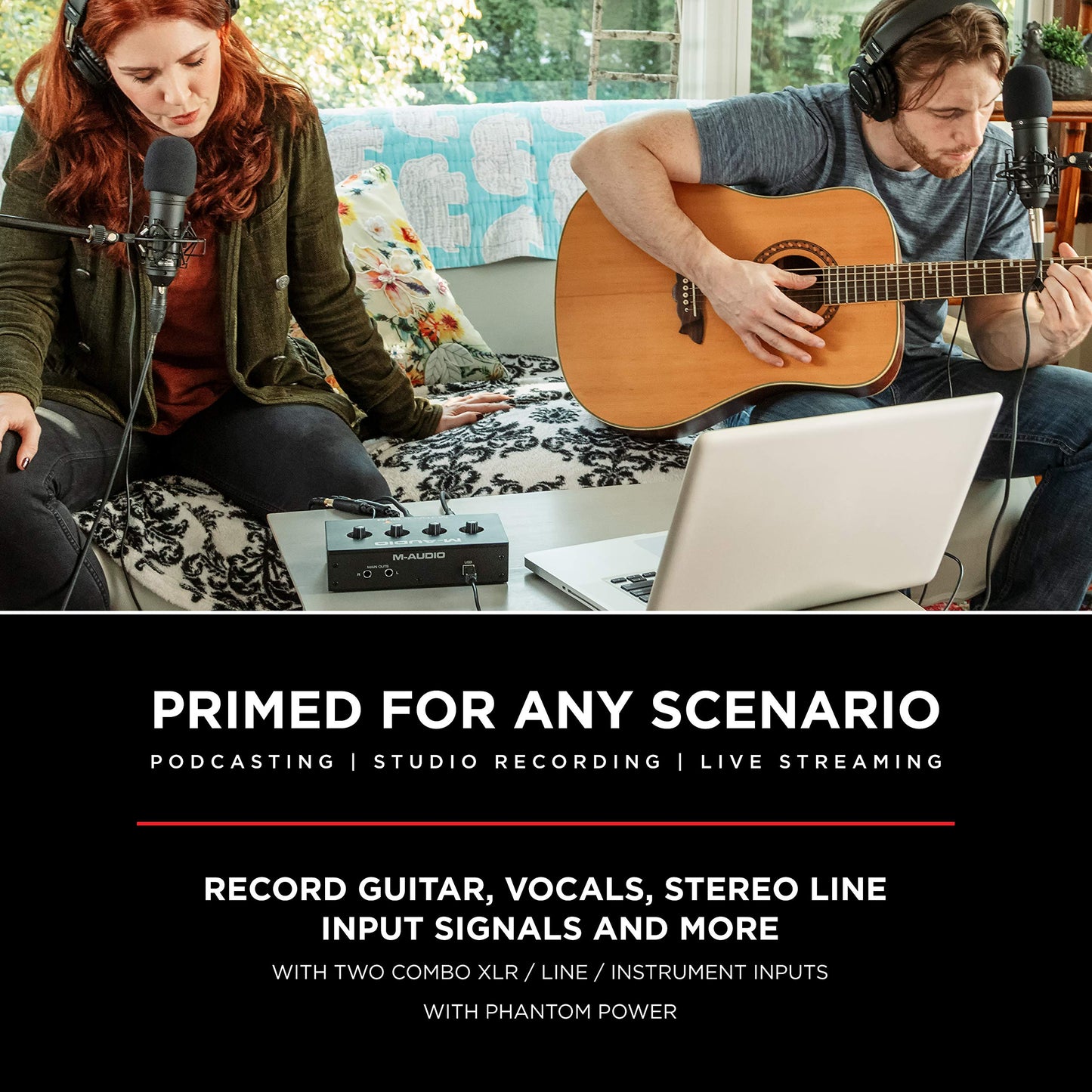 M-Audio M-Track Duo – USB Audio Interface for Recording, Streaming and Podcasting with Dual XLR, Line & DI Inputs, plus a Software Suite Included