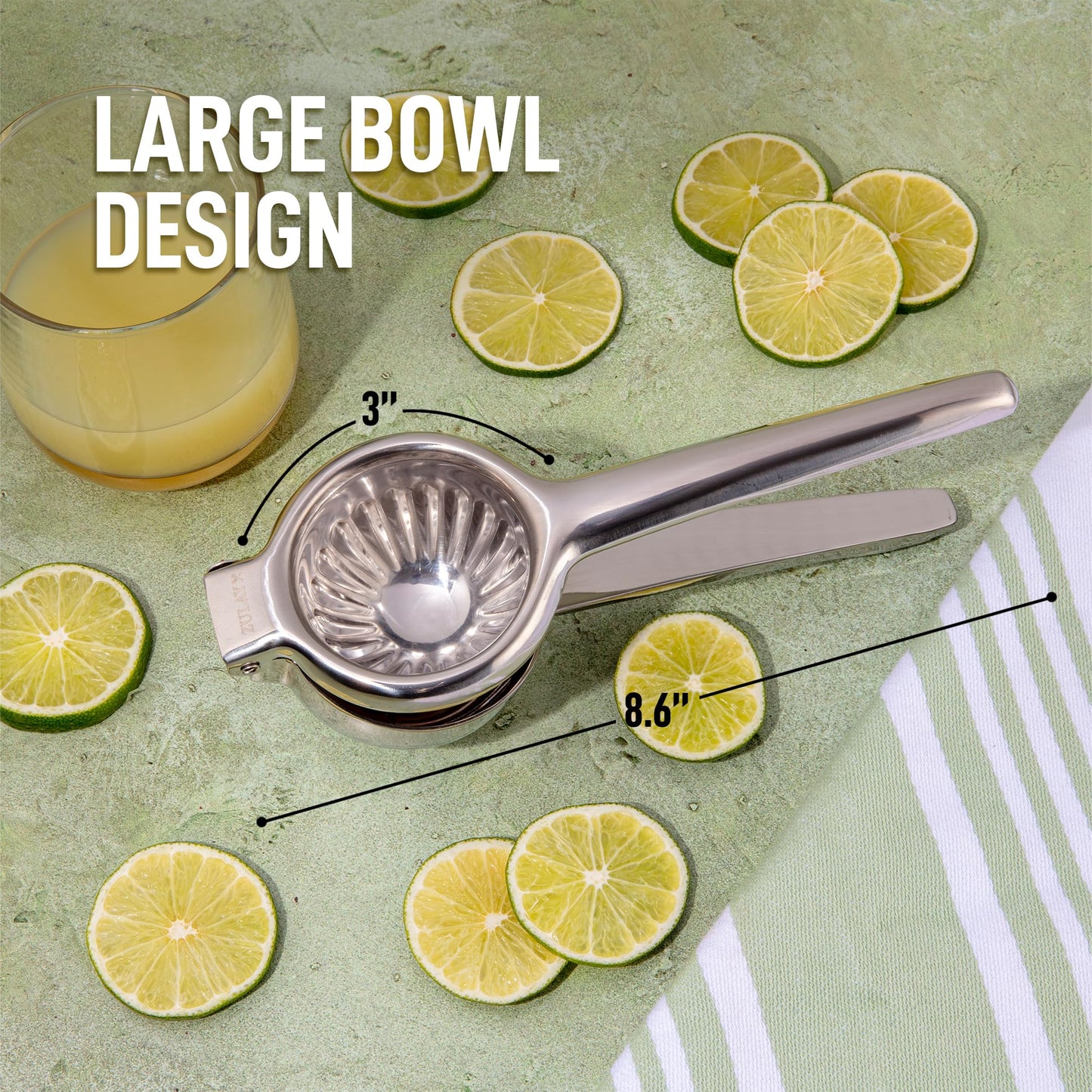 Lemon Squeezer Stainless Steel with Premium Quality Heavy Duty Solid Metal Squeezer Bowl - Large Manual Citrus Press Juicer and Lime Squeezer Stainless Steel - by Zulay Kitchen