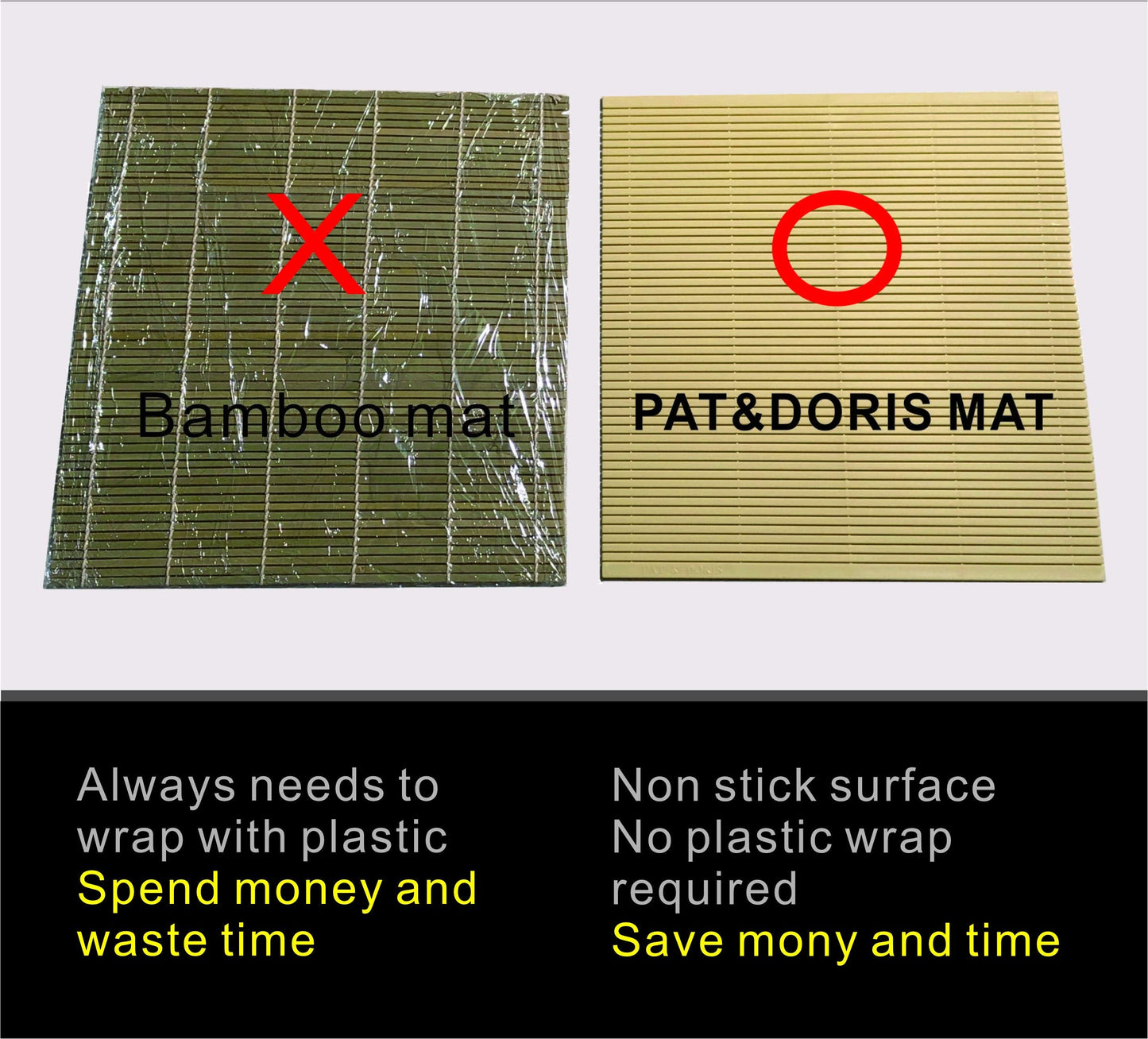 Professional Non-stick Sushi Mat Plastic Sushi Rolling Mat Sushi Mat Roller Makisu Sushi roller 10.5 in x 9.8 in