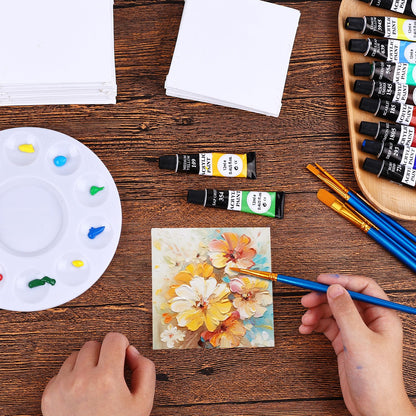 ESRICH Canvas Boards for Painting, 48 Pack Canvases for Painting 4x4 100% Cotton Small Paint Canvas Primed Acid Free Mini Blank Canvas Panels for Oil Paint,Watercolor,Acrylic Paint,Gouache&Tempera.