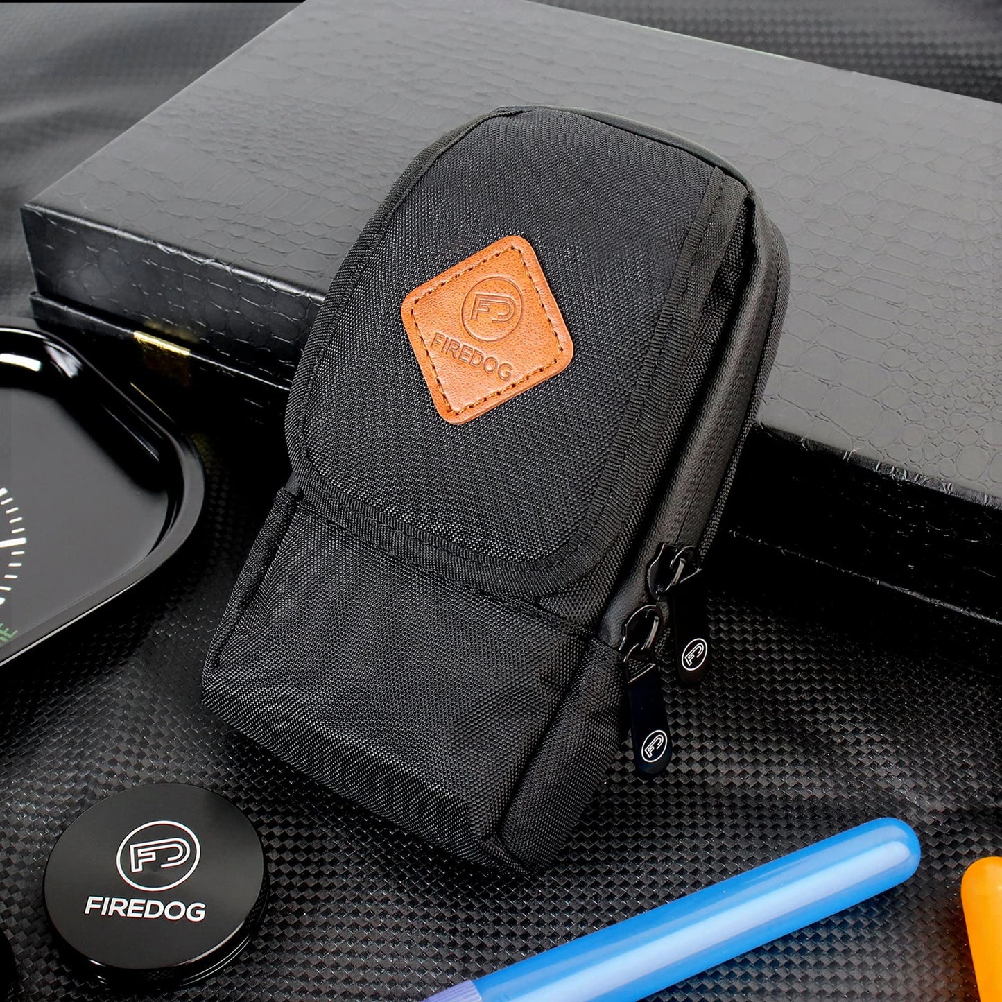 FIREDOG Smell Proof Bag, Odor Proof Pouch Dog Tested Mini Stash Crossbody Bags for Travel Storage (Black)