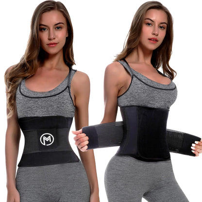MERMAID'S MYSTERY Waist Trimmer for Women and Men - Sweat Bands for Stomach - Sweat Belt for High-Intensity Training Workouts - Black M