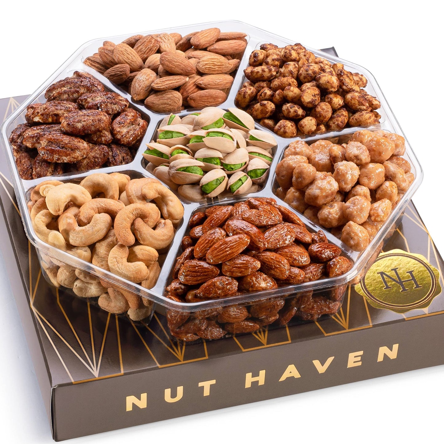 Nuts Gift Basket - Assortment of Sweet & Roasted Salted Gourmet Nuts - Assorted Food Gift Box for Birthday, Family, Sympathy, Men & Women.