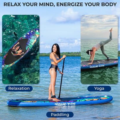 SereneLife Inflatable Stand Up Paddle Board - Wide Stable Design, Non-Slip Deck for Adults & Youth with Premium Paddle Board Accessories: Carry Bag, Dual Action Pump, Paddle, Ankle Leash - 10'6"