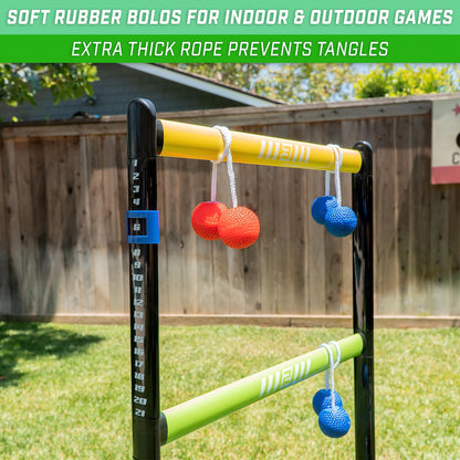 GoSports Pro Grade Ladder Toss Indoor - Outdoor Game Set with 6 Soft Rubber Bolo Balls, Travel Carrying Case and Score Trackers