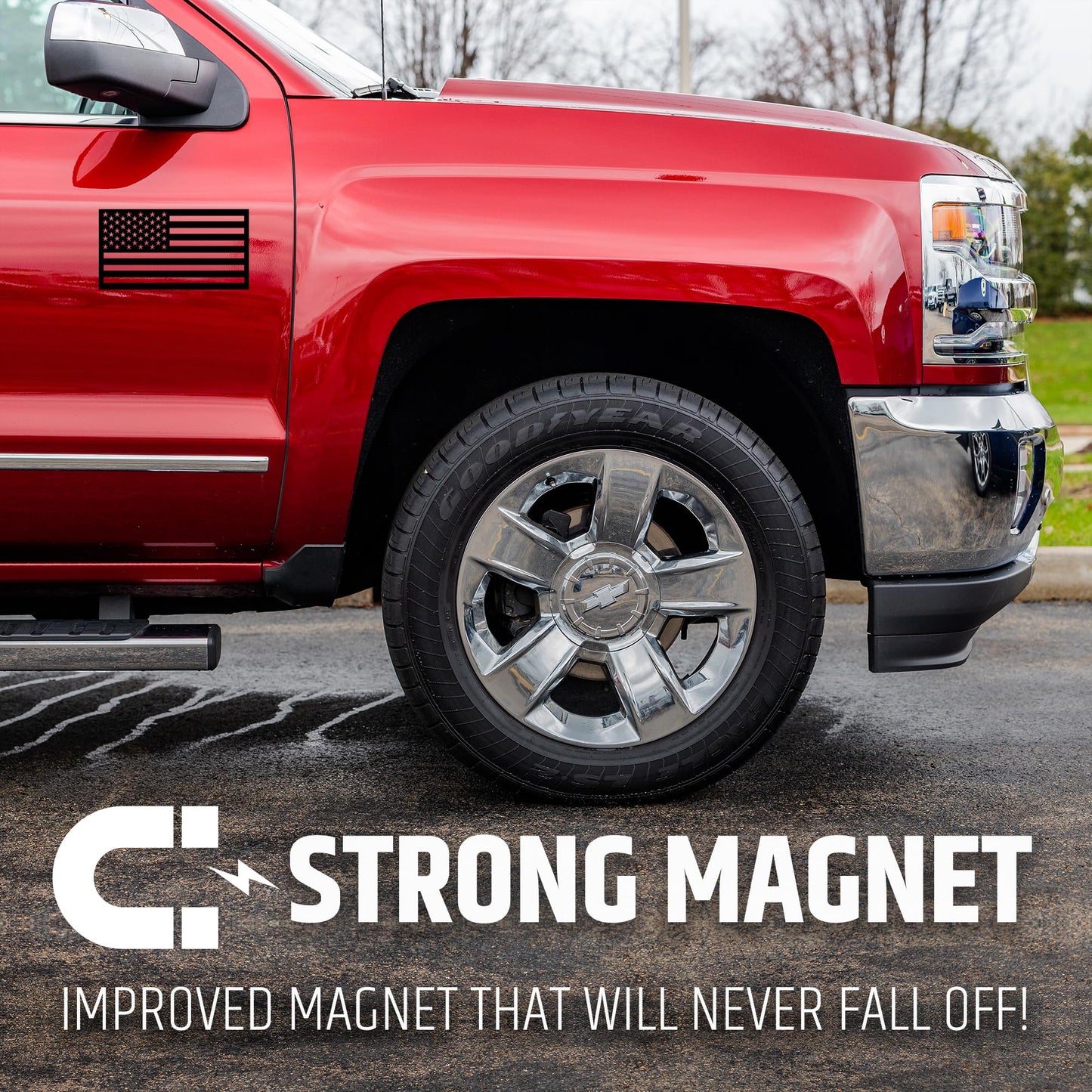 Premium American Flag Magnets for Trucks and Cars (3 Pack) + Bonus Reverse Design | Magnetic US Flags Cut-Out | Powerful Magnet - Will Never Fall Off Your Vehicle | Black | Not for Aluminum Cars