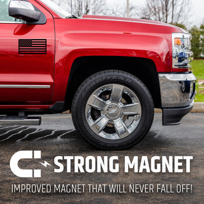 Premium American Flag Magnets for Trucks and Cars (3 Pack) + Bonus Reverse Design | Magnetic US Flags Cut-Out | Powerful Magnet - Will Never Fall Off Your Vehicle | Black | Not for Aluminum Cars