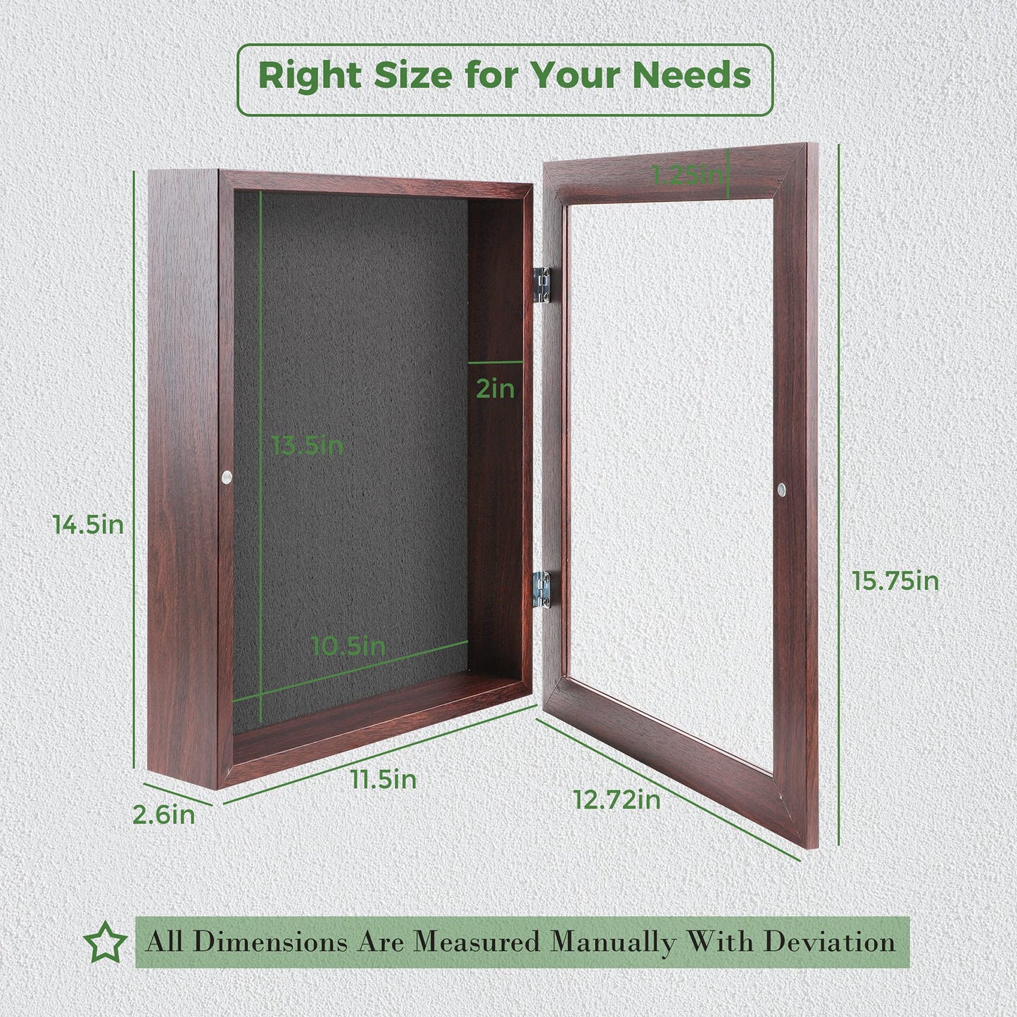 Frametory, 11x14 Shadow Box Frame - Front Opening - 2 Inch Depth Display for Wall and Tabletop - Memory Box With 6 Pins Included (Walnut)