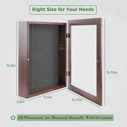 Frametory, 11x14 Shadow Box Frame - Front Opening - 2 Inch Depth Display for Wall and Tabletop - Memory Box With 6 Pins Included (Walnut)