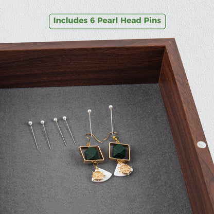 Frametory, 11x14 Shadow Box Frame - Front Opening - 2 Inch Depth Display for Wall and Tabletop - Memory Box With 6 Pins Included (Walnut)