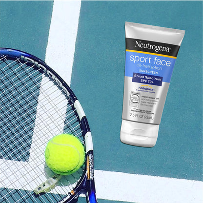 Neutrogena Sport Face Sunscreen SPF 70+, Oil-Free, 2.5 fl oz, Sweat & Water-Resistant, Broad-Spectrum UVA/UVB, Nourish & Restore Skin Balance, Oxybenzone Free Sunscreen For Face