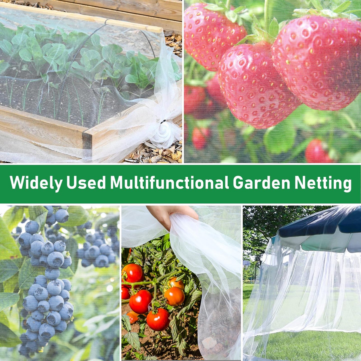 2Pack 10x30ft Garden Netting Mesh Barrier, Ultra Fine Mosquito Net for Patio,Garden Netting for Raised Beds,Fruit Tree Netting for Garden Protection Blueberry Bush Netting Cover