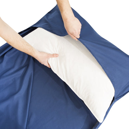 MIQIO Sport 2-in-1 Sleeping Bag Liner and XL Sized Travel Sheet - Ultra Lightweight Sleep Liner Double Travel Bed Sheet Inlett Inlay - Blue Zipper Right