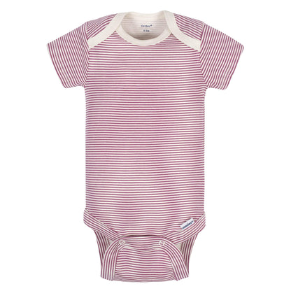 Grow by Gerber Baby Girls 5-Pack Short-Sleeve Onesies Bodysuits, Grey/Pink/Ivory, 12 Months