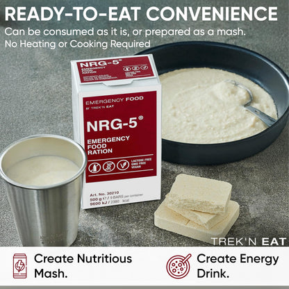 Katadyn NRG-5 Emergency Food Ration 500g Pack of 1 (9 Bars) Ready to Eat 2380 kcal, Vegan, Lactose-Free, GMO-Free | Long-Term Survival, Emergency Preparedness and Outdoor Adventure Food Bar