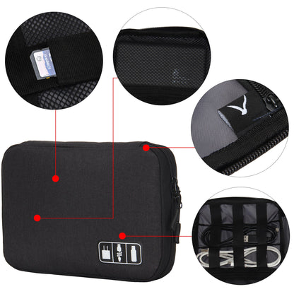 Hynes Eagle Travel Universal Cable Organizer Electronics Accessories Cases for Various USB Phone Charger and Cable Black
