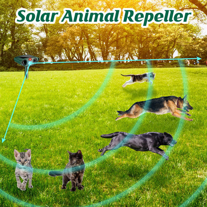 Kittmip Ultrasonic Animal Repellent Outdoor Solar Powered Repeller Cat Dog Deer Deterrent Waterproof Motion Sensor Deterrent for Yard Garden Rabbit Squirrels Fox Pest(Green,2 Pieces)