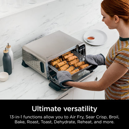 Ninja, Toaster Oven, Air Fryer, Thermometer, Toaster Oven Air Fryer Combo, Stainless Steel, Quick meals, Fries, Frozen Food, Air Fry, Dehydrate, Reheat, 13-in-1, Less Oil, Flip Away Oven, Foodi, SP351