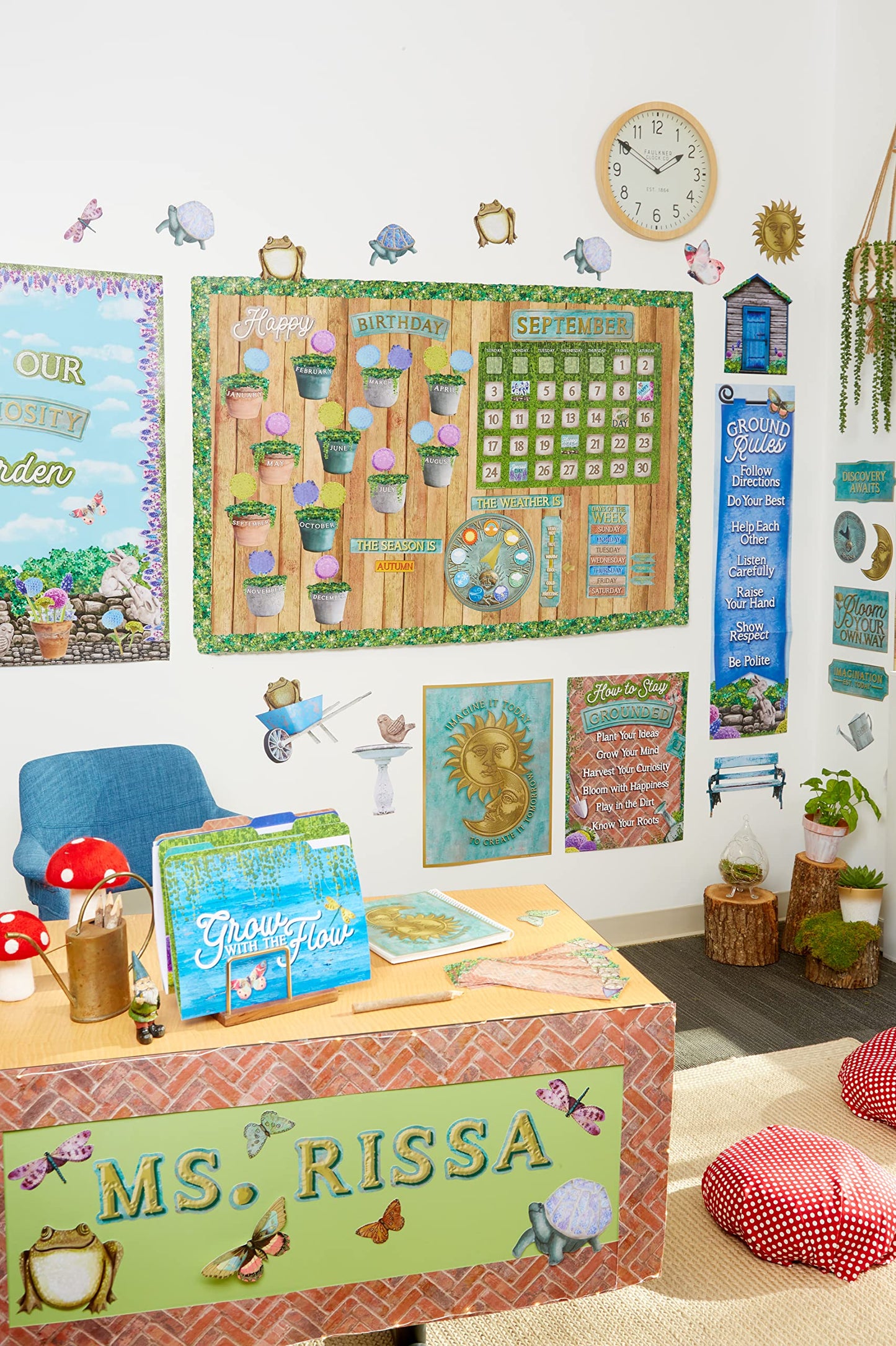 Eureka Curiosity Garden Paper Cut-Out Classroom Decorations for Teachers, 36 Pieces