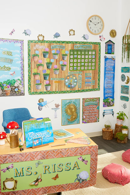 Eureka Curiosity Garden Paper Cut-Out Classroom Decorations for Teachers, 36 Pieces