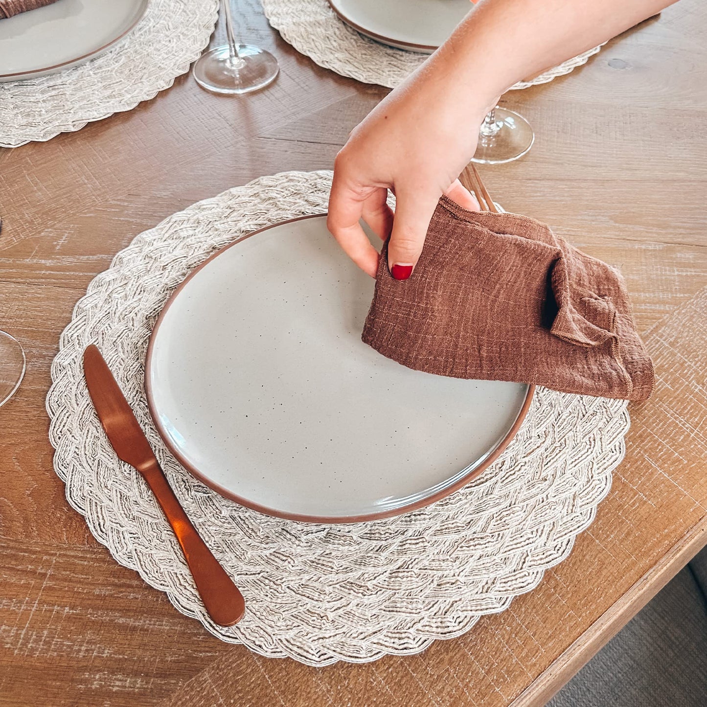 Mora Ceramic Dinner Plates Set of 6, 10 inch Dish Set - Microwave, Oven, and Dishwasher Safe, Scratch Resistant, Modern Rustic Dinnerware- Kitchen Porcelain Serving Dishes - Earl Grey