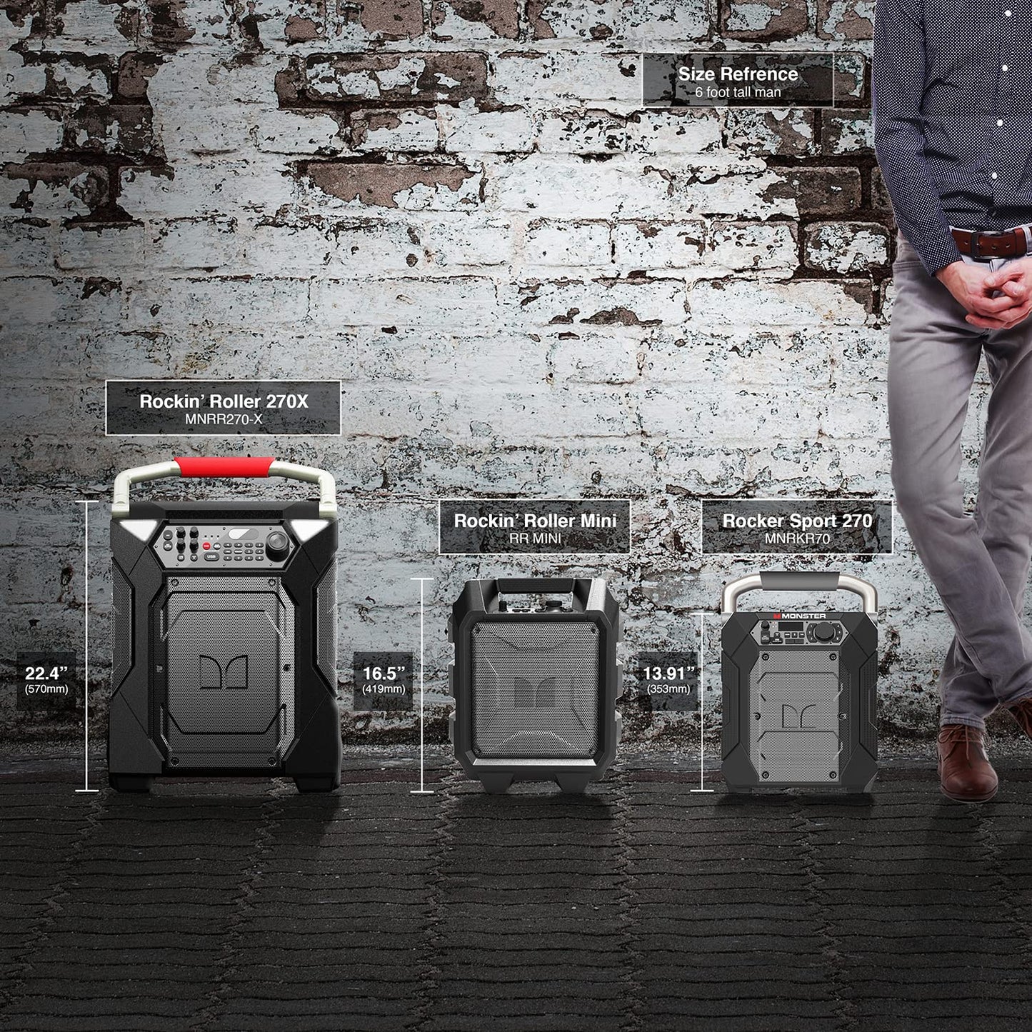 Monster Rocker 270 Sport | Portable Indoor/Outdoor Wireless Speaker, 60 Watts, Up to 24 Hours Playtime, IPX4 Water Resistant, Connect to Another TWS Speaker