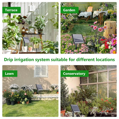 HEKIWAY 49FT Solar Drip Irrigation System, Auto Watering Kit for 15 Pots, Solar-Powered Plant Watering, 25 Timer Modes, 900ml/min Flow Indoor/Outdoor Garden, Balcony & Patio Irrigation System