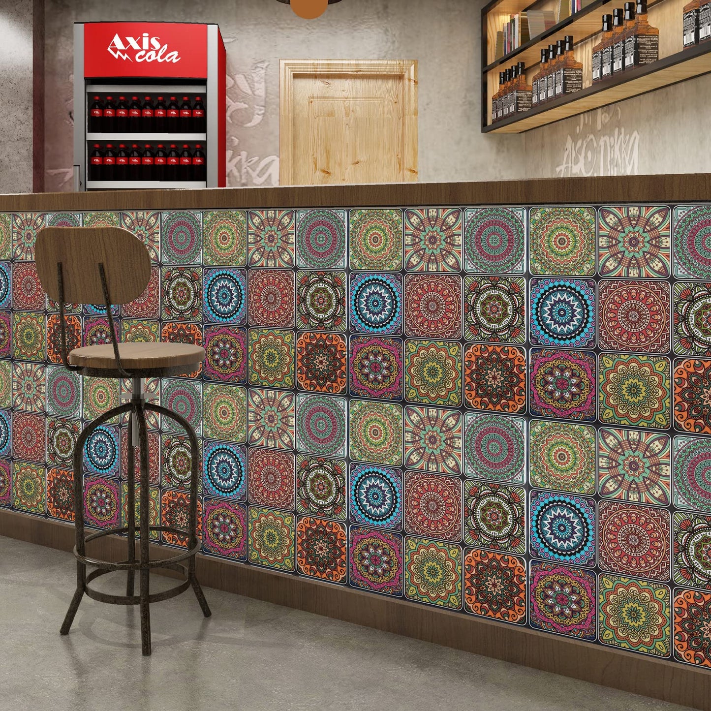 LONGKING Peel and Stick Backsplash Tile Stickers, Colorful Moroccan Tile for Kitchen, Stick on Wall Tiles (10 Sheets)