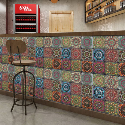 LONGKING Peel and Stick Backsplash Tile Stickers, Colorful Moroccan Tile for Kitchen, Stick on Wall Tiles (10 Sheets)