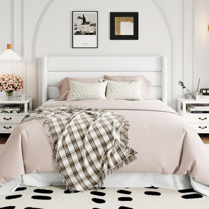 Allewie Full Size Velvet Lift Up Storage Bed, Modern Wingback Headboard, Hydraulic Support, No Box Spring Needed, White