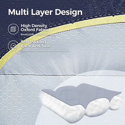 ALPHA CAMP Oversized Camping Chair Heavy Duty Lawn Chair with Cooler Bag Support 450 LBS Steel Frame Collapsible Padded Arm Folding Chair for Outdoor,Blue