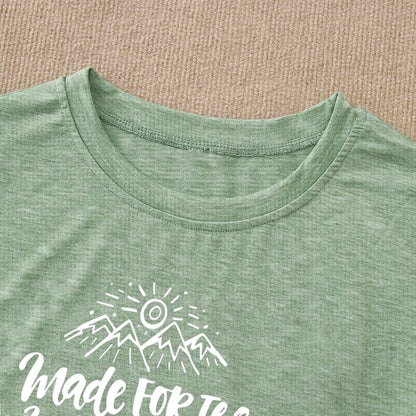 Adventure Awaits T-Shirts for Women Cute Sunshine Mountain Graphic Tees Camping Hiking Lover Gift T-Shirt Casual Comfy Clothes-2XL (Light Green)