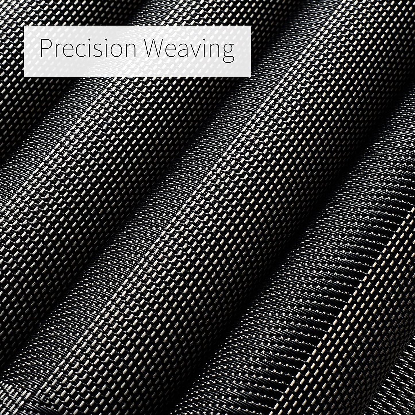 AHHFSMEI Placemats for Dining Table Set of 6 Woven Vinyl Plastic Place Mats Non-Slip Heat Insulation Stain Resistant Table Mats Washable Easy Clean Placemats (Black Corner)