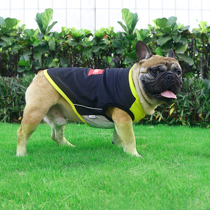 iChoue French Bulldog Summer Cooling Shirt for Dogs UV Sun Protection Vest Sleeveless Stretchy Tank Top English Pug Yellow Black - Large