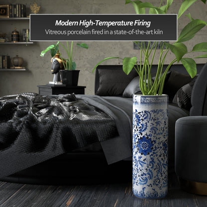 Red Lantern 24" Floral Blue & White Porcelain Umbrella Stand