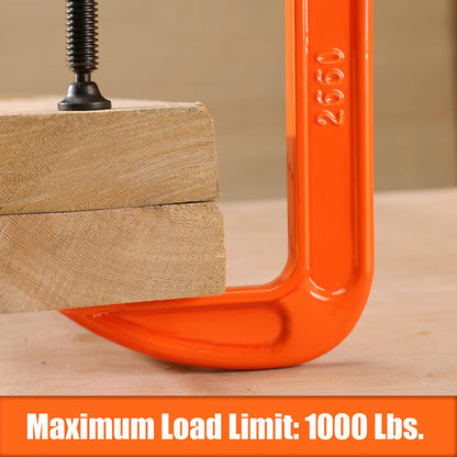 Pony 6-in C-Clamp Set, Clamps for Woodworking,1000lbs Load Limit, 2660 C-Clamp, Ideal for most DIY, Woodworking and Household Clamping Projects-2 Pack