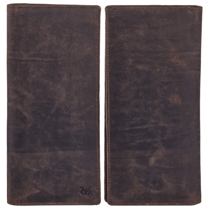 Long Wallet for Men Women Real Leather Bifold RFID Stylish Slim Handmade 2 ID Window Credit Card Holder in Gift Box (Coffee, Crazy Horse)