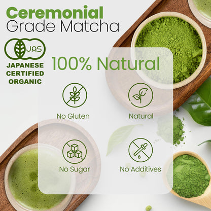 Matcha Wellness Ceremonial Grade Matcha Powder – Organic First Harvest Japanese Green Tea from Kyoto – 1.4oz – No Sugar, No Additives, No Gluten